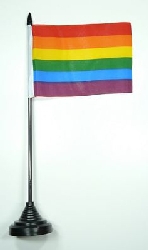 Regenbogen Tisch-Fahne mit Fuss | 11 x 16 cm