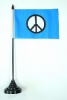 Peace blau Tisch-Fahne mit Fuss | 11 x 16 cm