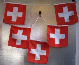 Stoff Fahnenkette Schweiz gedruckt | 5 Fahnen 30 x 30 cm 3 m lang