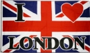 Grossbritannien mit I love London Fahne gedruckt | 90 x 150 cm