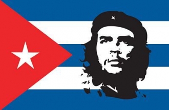 Kuba mit Che Guevara Fahne gedruckt | 60 x 90 cm