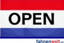 Geffnet/Open Fahne rot/weiss/blau gedruckt | 90 x 150 cm