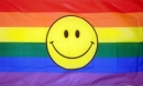 Regenbogen mit Smily Fahne gedruckt | 60 x 90 cm