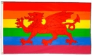 Regenbogen mit Wales Drachen (Cymru) Fahne gedruckt | 90 x 150 cm
