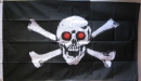 Pirat mit roten Augen Fahne gedruckt | 90 x 150 cm
