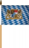 Bayern mit Wappen und Lwen Fahne am Stab gedruckt | 30 x 45 cm