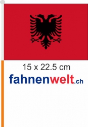 Albanien Fahne / Flagge am Stab  Pack  4 Stck | 15 x 22.5 cm