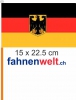 Deutschland mit Adler Fahne / Flagge am Stab  Pack  4 Stck | 15 x 22.5 cm
