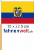 Ecuador Fahne / Flagge am Stab  Pack  4 Stck | 15 x 22.5 cm