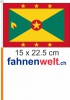 Grenada Fahne / Flagge am Stab  Pack  4 Stck | 15 x 22.5 cm