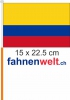 Kolumbien Fahne / Flagge am Stab  Pack  4 Stck | 15 x 22.5 cm