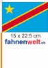 Kongo demokratische Republik Fahne / Flagge am Stab  Pack  4 Stck | 15 x 22.5 cm