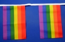 Stoff Fahnenkette Regenbogen gedruckt | 30 Fahnen 15 x 25 cm 9 m lang