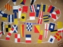 Nautische Fahnenkette aus Stoff mit Flaggenalphabet und Zahlenwimpel gedruckt | 40 Fahnen 15 x 22.5
