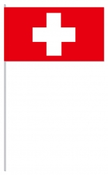 Schweiz  Papier-Fahne am Stab gedruckt Pack mit 25 Stck | 12 x 24 cm