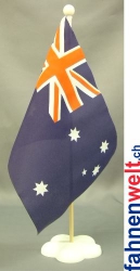 Australien Tisch-Fahne gedruckt | 22.5 x 15 cm mit Blumenfuss