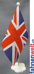 Grossbritannien Tisch-Fahne gedruckt | 22.5 x 15 cm mit Blumenfuss