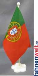 Portugal Tisch-Fahne gedruckt | 22.5 x 15 cm mit Blumenfuss