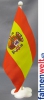 Spanien mit Wappen Tisch-Fahne gedruckt | 22.5 x 15 cm mit Blumenfuss