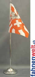 Schweiz Tisch-Fahne DeLuxe ohne Stnder geflammt | 16 x 16 cm