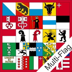 Fahne mit allen Kantonen Multi-Flag | 150 x 150 cm